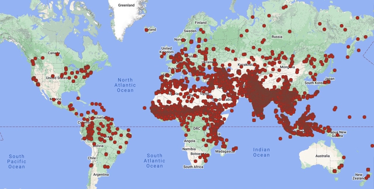 map of the remaining unreached people groups