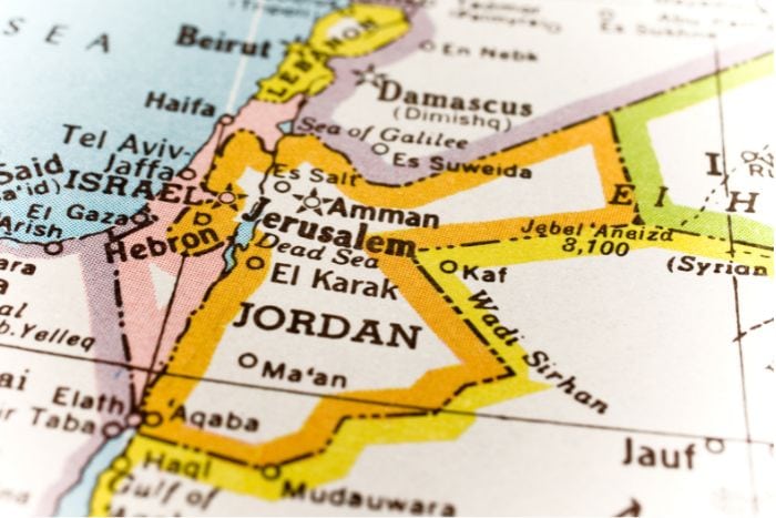 map of Jordan in the Middle East