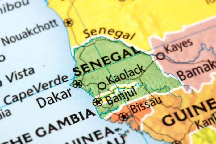 map of Senegal in West Africa