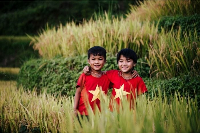 Vietnamese Boys in rice field